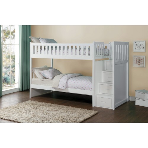 Lisa Single/Single Step Bunkbed White